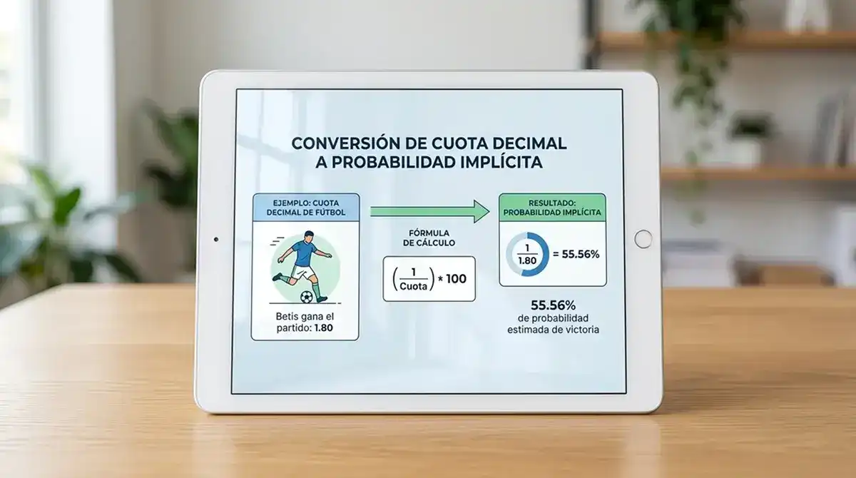 Conversión de una cuota decimal de fútbol en su probabilidad implícita en porcentaje
