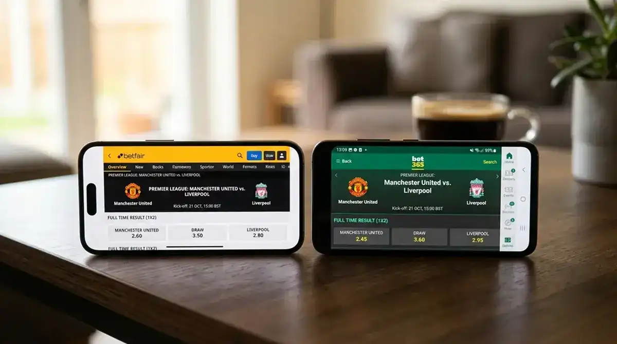 Dos casas de apuestas pagando cuotas distintas por el mismo resultado de fútbol