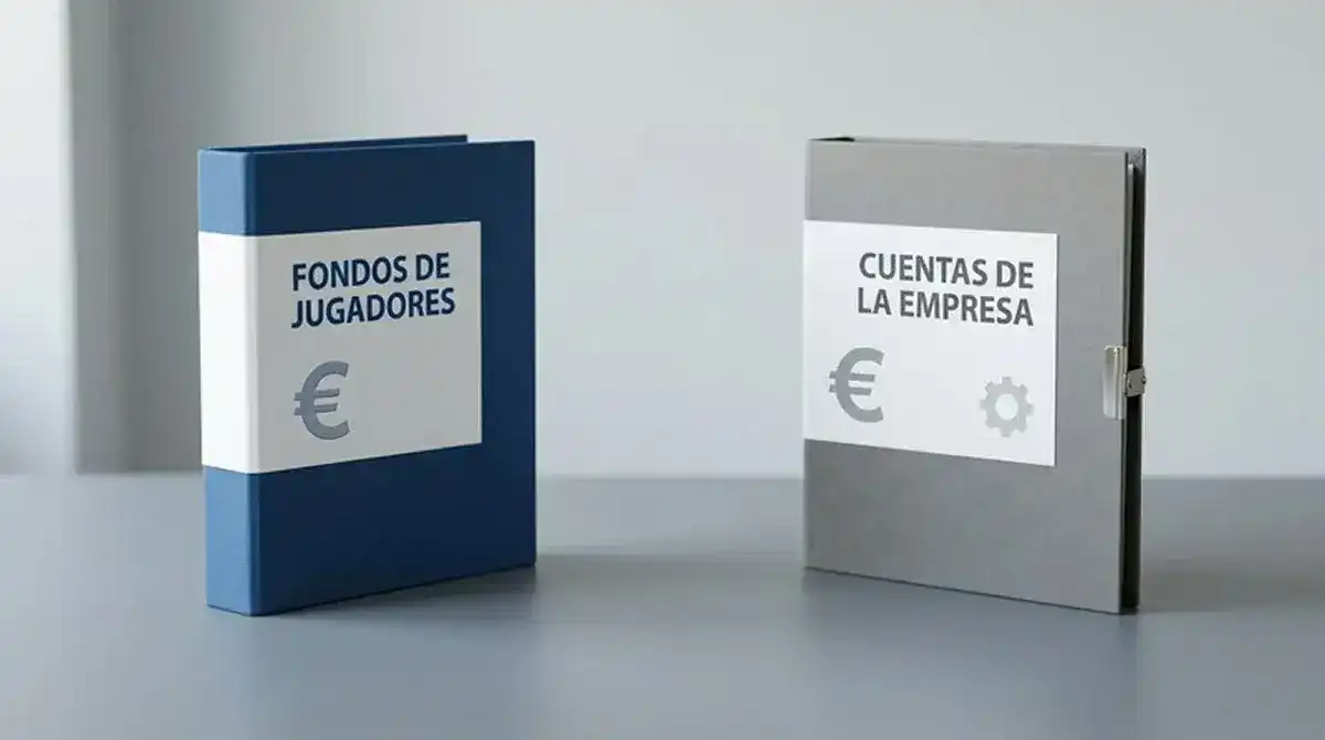 Esquema de la separación entre los fondos de los jugadores y las cuentas de la empresa