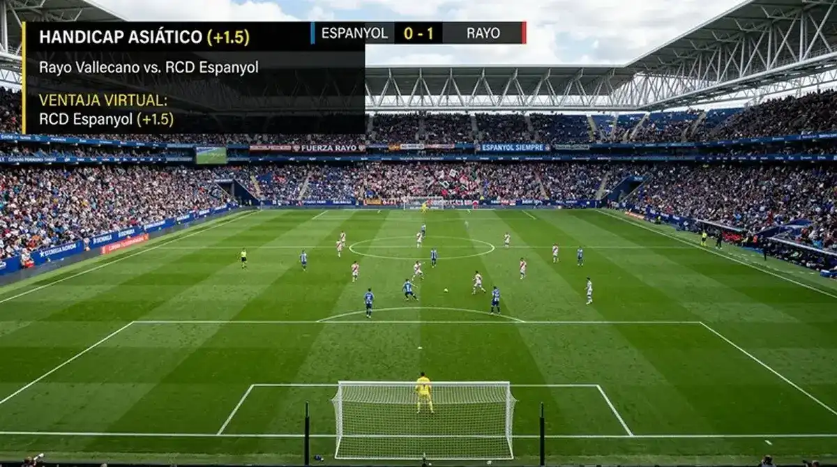 Mercado de hándicap asiático en fútbol con una ventaja virtual aplicada a un equipo