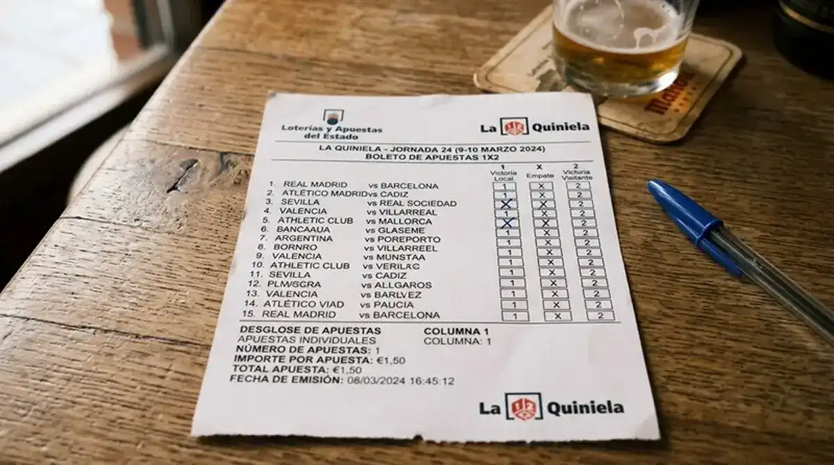 Cupón del mercado 1X2 de fútbol con las opciones de local, empate y visitante