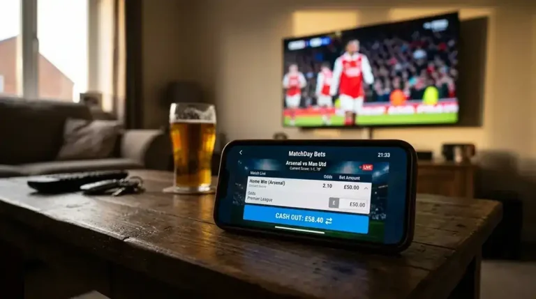 Botón de cash out para cerrar una apuesta de fútbol antes del final del partido