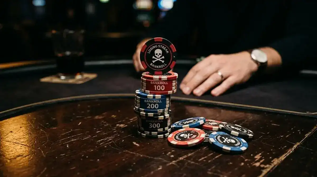Representación de una racha perdedora que reduce el capital de apuestas
