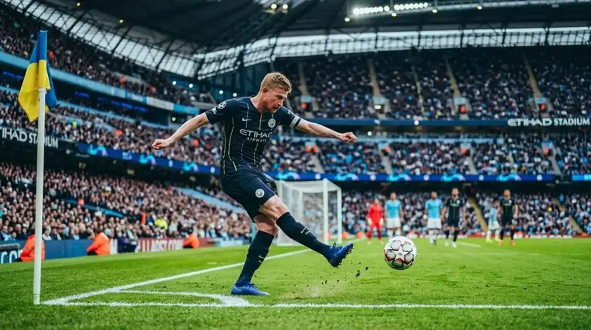 Jugador lanzando un saque de esquina, base del mercado de apuestas de córners