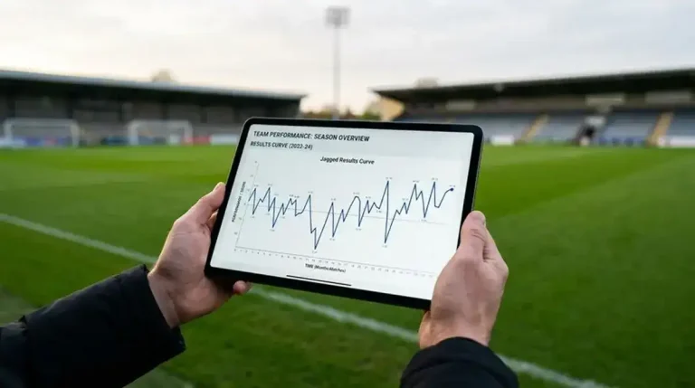 Curva de resultados con rachas de victorias y derrotas que ilustra la varianza en apuestas deportivas