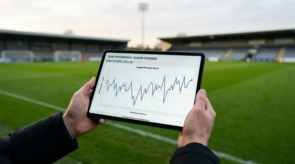 Curva de resultados con rachas de victorias y derrotas que ilustra la varianza en apuestas deportivas